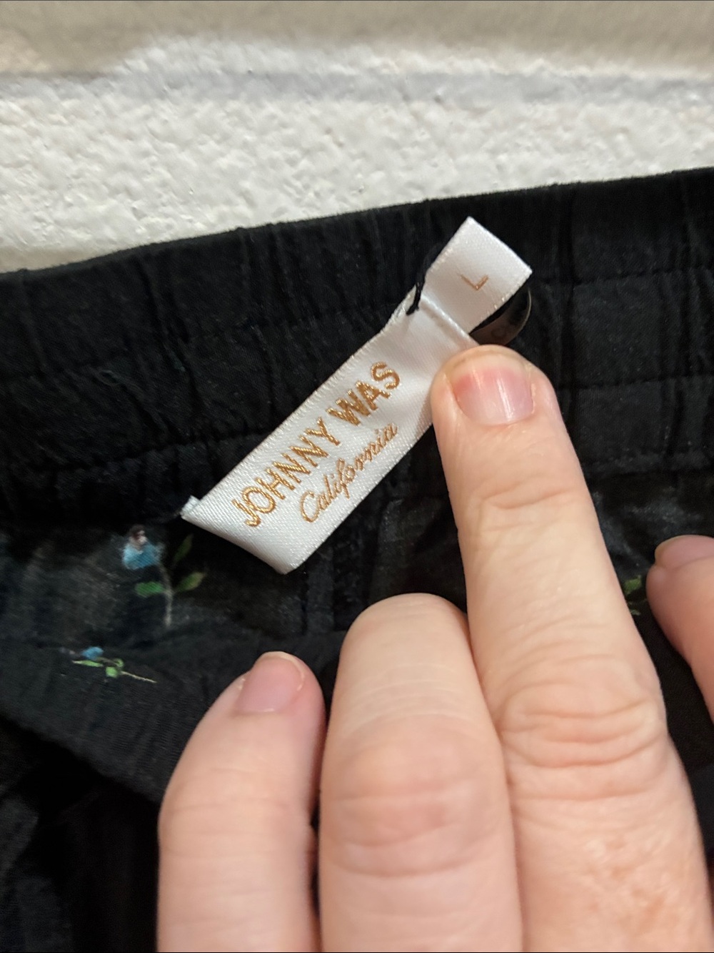 Johnny Was Black Floral Embroidered Drawstring Pants - Picture 3 of 8